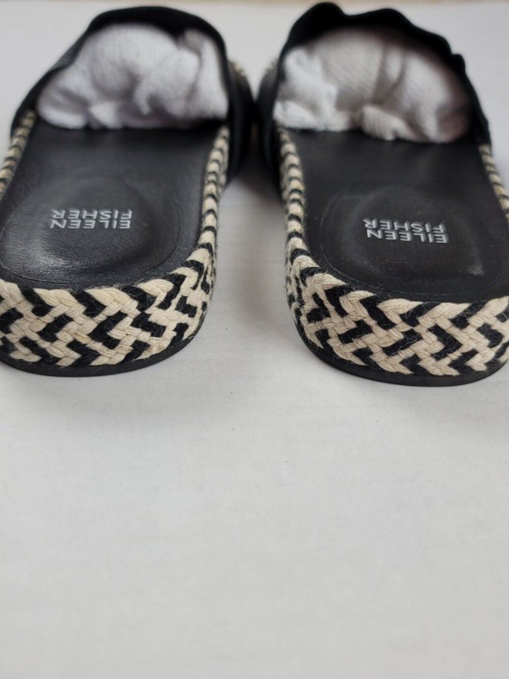 Eileen Fisher Pear Leather Slide Sandals Size 7.5 Black Vacation Casual Neutral - Picture 7 of 11